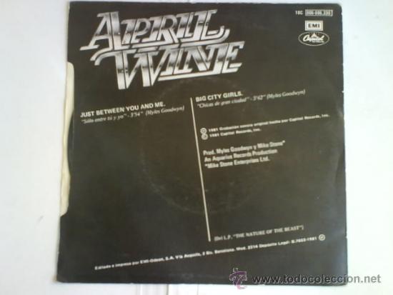 Discos de vinilo: APRIL WINE SOLO ENTRE TU Y YO - Foto 2