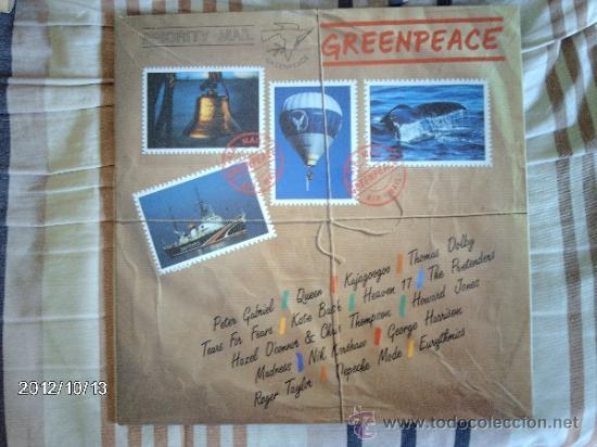 Discos de vinilo: greenpeace priority mail : peter gabriel- queen - madness- depeche mode... - Foto 1