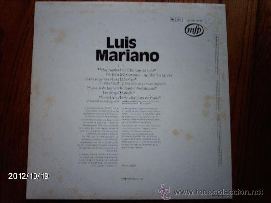 Discos de vinilo: luis mariano -mayoumba - perfidia.. - Foto 2