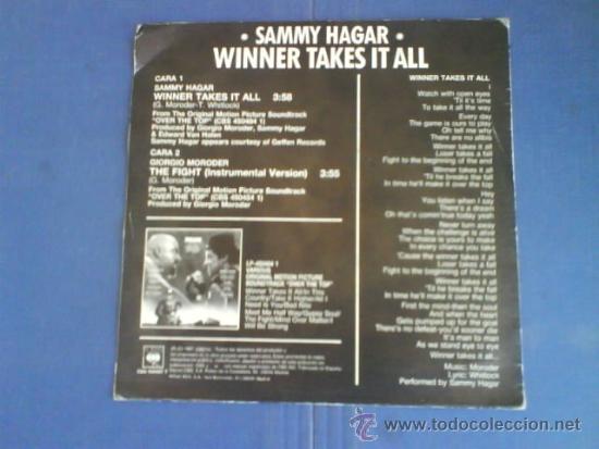 Discos de vinilo: SAMMY HAGAR   WINNERS TAKES IT ALL - Foto 2