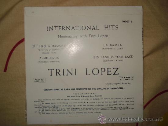 Discos de vinilo: TRINI LOPEZ , EP CIRCULO DE LECTORES - Foto 2