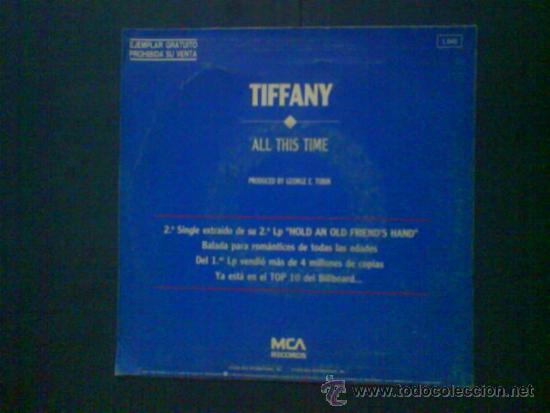 Discos de vinilo: TIFFANY    ALL THIS TIME  PROMO - Foto 2