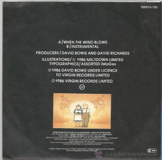Discos de vinilo: SINGLE DAVID BOWIE : WHEN THE WIND BLOWS - Foto 2