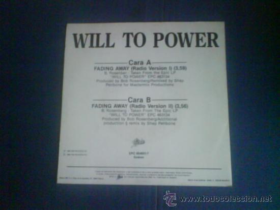 Discos de vinilo: WILL TO POWER    FADING AWAY  PROMO - Foto 2