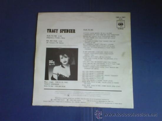 Discos de vinilo: TRACY SPENCER  RUN TO ME  PROMO - Foto 2