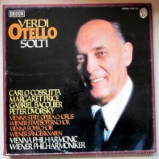 Discos de vinilo: VERDI - OTELLO - SOLTI - CAJA CON 3 LPS + 2 LIBRETOS - 1979 - COMO NUEVO. Lote 34172269