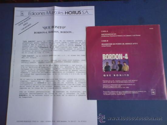 Discos de vinilo: BORDON - 4    QUE BONITO - Foto 2