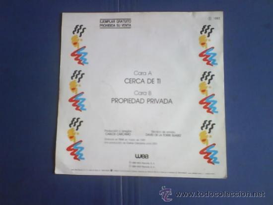 Discos de vinilo: CRIS  CERCA DE TI - PROPIEDAD PRIVADA  PROMO - Foto 2