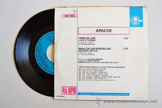 Discos de vinilo: APACHE - Tema de Jan/Baile de las doncellas (CARNABY Single 1976) ESPA&Ntilde;A - Foto 2