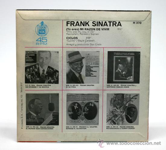 Discos de vinilo: Frank Sinatra. Tu eres mi raz&oacute;n de vivir - Ciclos. Single 1968. Hispafox. - Foto 2