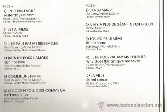 Discos de vinilo: LP JOHNNY HALLYDAY : PAS FACILE - Foto 2