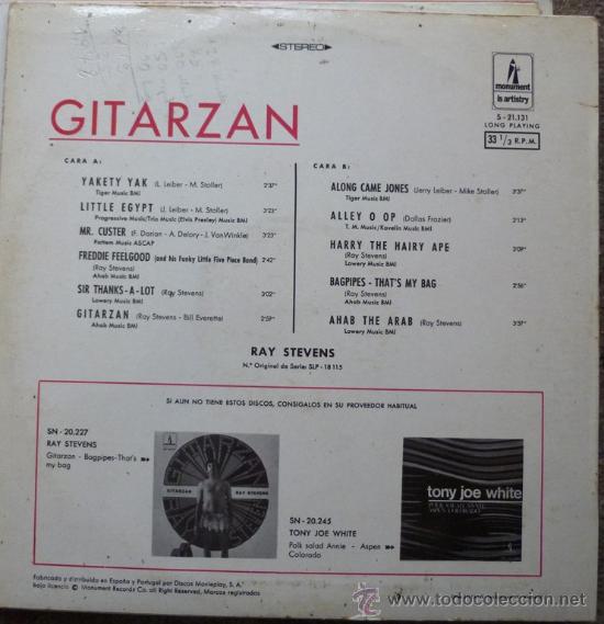 Discos de vinilo: Ray Stevens, Gitarzan. Monument, Esp. 1969 LP - Foto 2