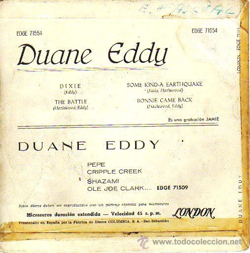 Discos de vinilo: Duane Eddy 7 EP Dixie +3, Spanish edit - Foto 2