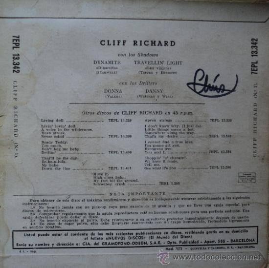 Discos de vinilo: Cliff Richard - Dynamite - Edici&oacute;n de 1959 de Espa&ntilde;a - Foto 2