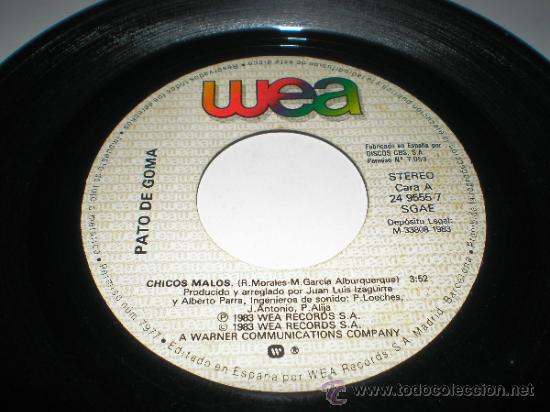 Discos de vinilo: PATO DE GOMA: CHICOS MALOS / NADA, NADA. - Foto 2