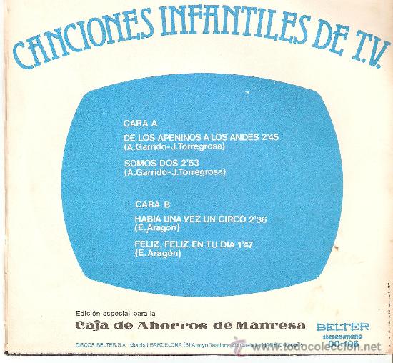 Discos de vinilo: CANCIONES INFANTILES DE T.V. - Foto 2