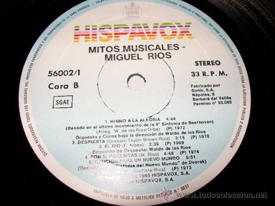Discos de vinilo: LP	Miguel Rios	Mitos Musicales - Foto 2