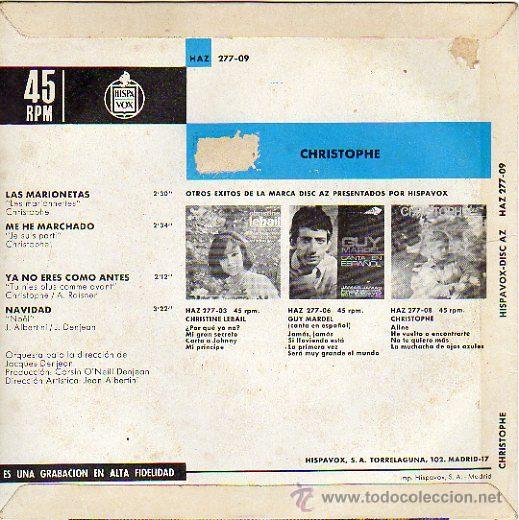 Discos de vinilo: Christophe 7 EP Las marionetas +3, spanish edit - Foto 2