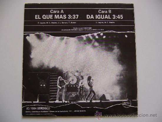 Discos de vinilo: Obus. 7 Single. El que m&aacute;s. Chapa discos 1984 - Foto 2
