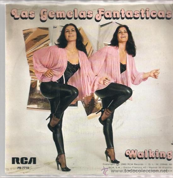 Discos de vinilo: SINGLE PROMO LAS GEMELAS FANTASTICAS ; WALKING + EMPTY SKY - Foto 2