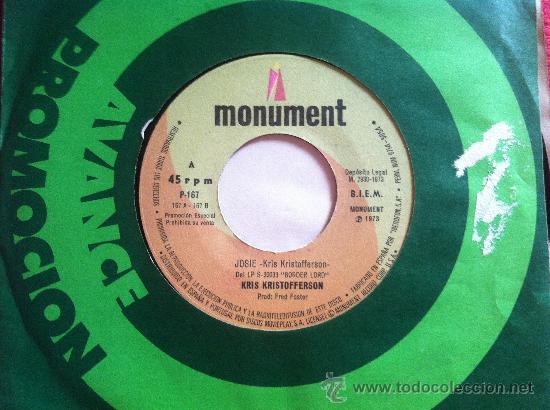 Discos de vinilo: 7&rdquo; SINGLE - KRIS KRISTOFFERSON - JOSIE - Foto 1