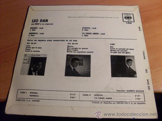 Discos de vinilo: LEO DAN ( MANOLI + 3) EP ESP 1964 (EPI29) - Foto 2