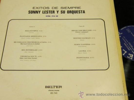 Discos de vinilo: SONNY LESTER Y SU ORQUESTA - EXITOS DE SIEMPRE - LP - BELTER 1973 SPAIN - Foto 2