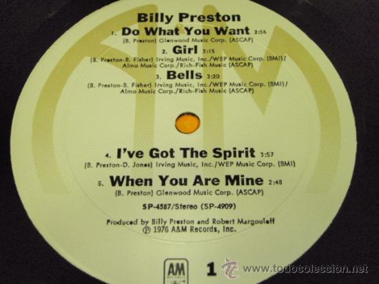 Discos de vinilo: Billy Preston &lrm;&ndash; Billy Preston, US 1976 A&M Records - Foto 5