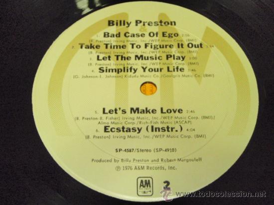 Discos de vinilo: Billy Preston &lrm;&ndash; Billy Preston, US 1976 A&M Records - Foto 6