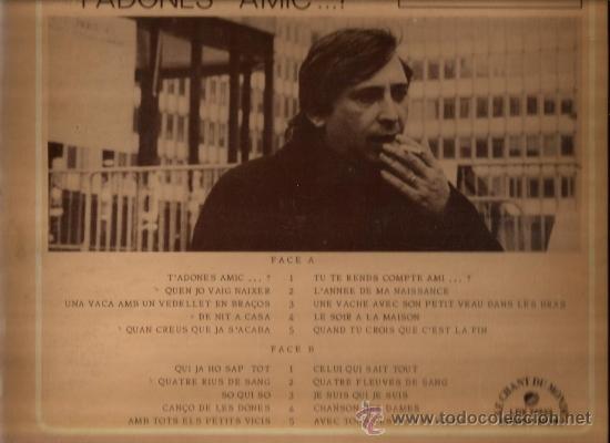 Discos de vinilo: LP RAIMON - T&acute;ADONES, AMIC?  ( DISCO EDITADO EN FRANCIA ) - Foto 2