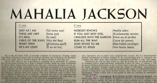Discos de vinilo: LP MAHALIA JACKSON : (JUST AS I AM + 11) - Foto 2
