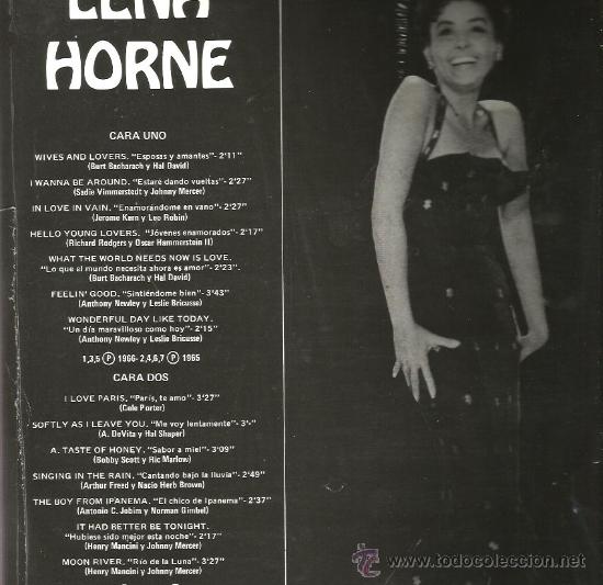 Discos de vinilo: LP LENA HORNE : CON PLUMAS - Foto 2