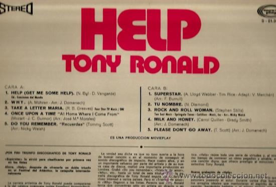 Discos de vinilo: LP TONY RONALD  HELP - Foto 2