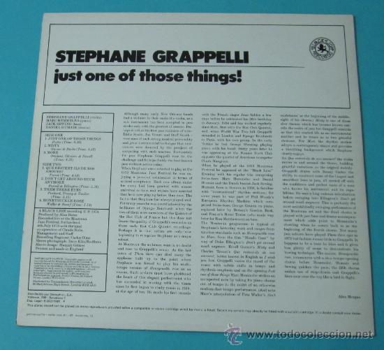 Discos de vinilo: STEPHANE GRAPPELLI. JUST ONE OF THOSE THINGS! - Foto 2 - 35169870