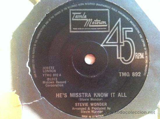 Discos de vinilo: 7&rdquo; SINGLE - STEVIE WONDER - HES MISSTRA KNOW IT ALL - Foto 1