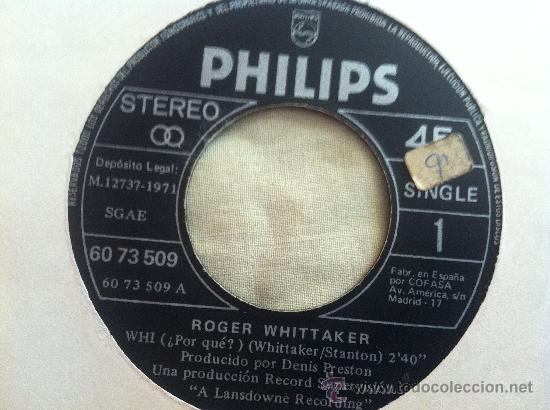 Discos de vinilo: 7&rdquo; SINGLE - ROGER WHITTAKER - WHI - Foto 1