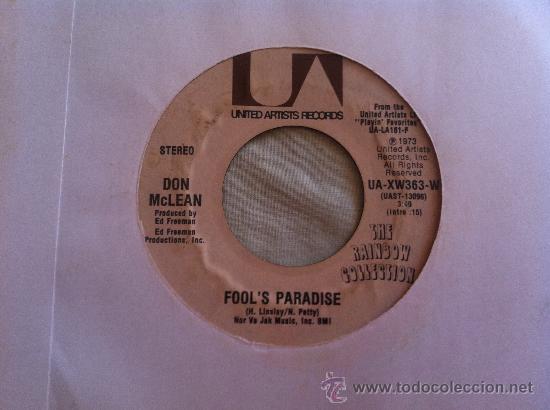 Discos de vinilo: 7&rdquo; SINGLE - DON MCLEAN - FOOLS PARADISE - Foto 1