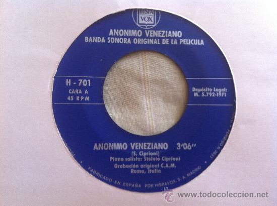 Discos de vinilo: 7&rdquo;SINGLE-ANONIMO VENEZIANO - Foto 1