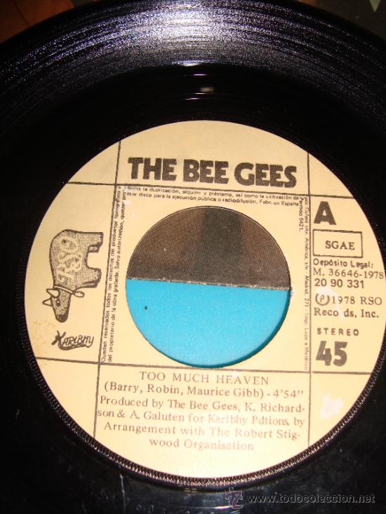 Discos de vinilo: BEE GEES TOO MUCH HEAVEN 1978 - Foto 2