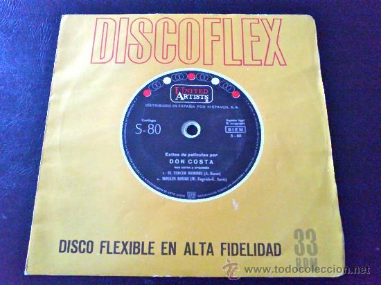 Disques de vinyle: &Eacute;XITOS DE PEL&Iacute;CULA POR DON COSTA - EL TERCER HOMBRE, MOULIN ROUGE - DISCO FLEXIBLE, SINGLE