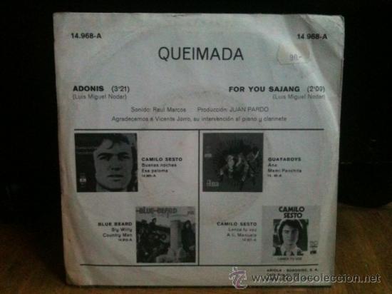 Discos de vinilo: Queimada - single - Adonis/For you Sajang (Ariola 1971) - Foto 2