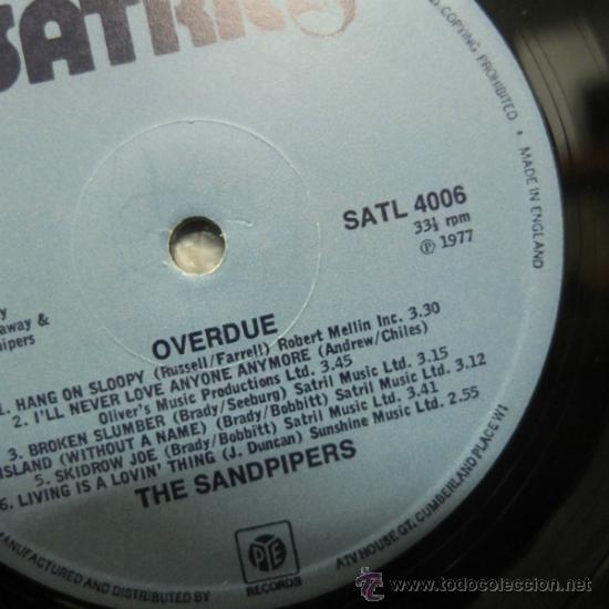 Discos de vinilo: the sandpipers - overdue-lp 1977-uk - Foto 4