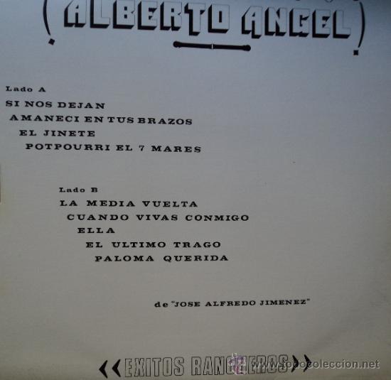 Discos de vinilo: Alberto Angel (El Cuervo) - Exitos Rancheros - Edici&oacute;n de Mexico - Foto 2
