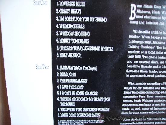 Discos de vinilo: HANK WILLIAMS  SNR. --- THE VERY BEST - Foto 2