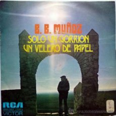 Discos de vinilo: B. B. MUÑOZ. SÓLO UN GORRIÓN/ UN VELERO DE PAPEL. RCA-VICTOR, ESP. 1974 SINGLE