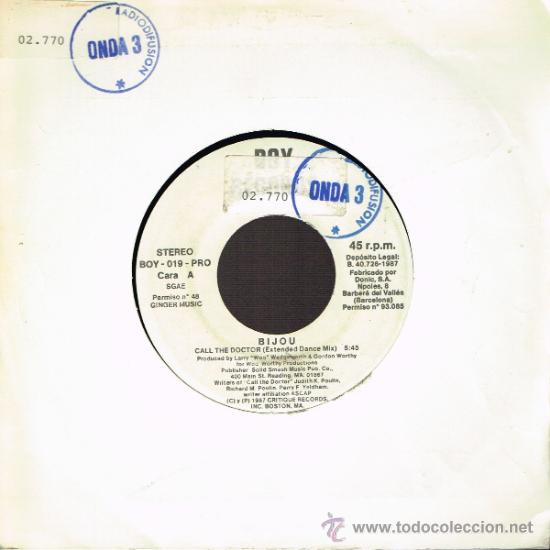 Discos de vinilo: Bijou - Call The Doctor (2 versiones) - Single 1987 - Foto 1