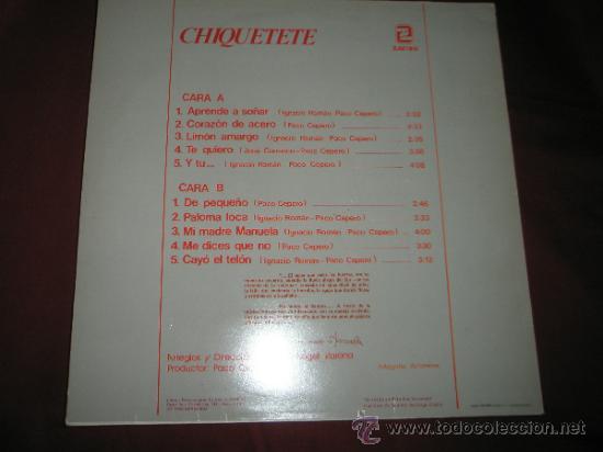 Discos de vinilo: +++LP-VINILO-CHIQUETETE-APRENDE A SO&Ntilde;AR-1982-. - Foto 3