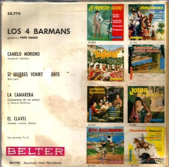 Discos de vinilo: EP LOS 4 BARMANS : LA CAMARERA - Foto 2