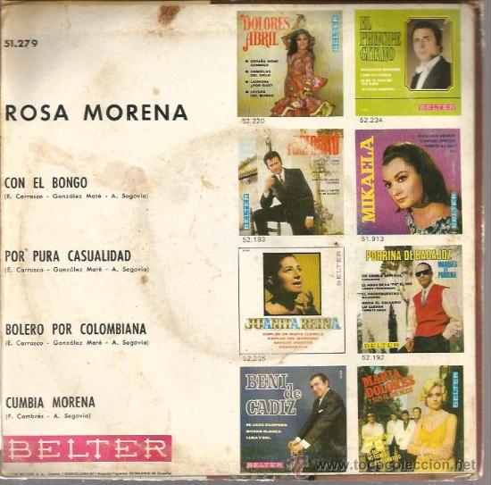 Discos de vinilo: EP ROSA MORENA : CON EL BONGO - Foto 2