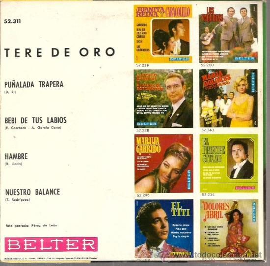 Discos de vinilo: EP TERE DE ORO : PU&Ntilde;ALADA TRAPERA - Foto 2